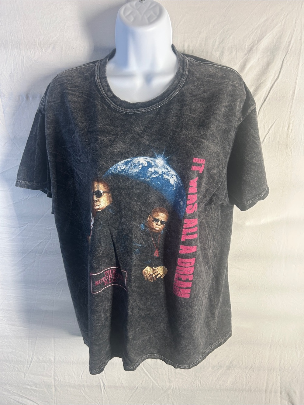 Vintage-Style Black Graphic Tee - "It Was All A Dream"